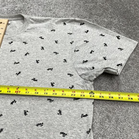 Disney Mickey Mouse T-Shirt Mens XL Gray All Over Print Textured Casual Crew Tee - Picture 6 of 8